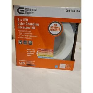 Commercial Electric Easy-Up 6”White Baffle Integrated LED‎ Recessed Kit/CCT